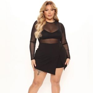 Fashion Nova Blurred Lines Mesh Romper - Black 1X